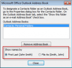 Change the sort order in Outlook 2003 address book