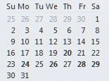 Bolded dates in the navigation calendar