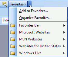 показать избранное Internet Explorer в Outlook 2003