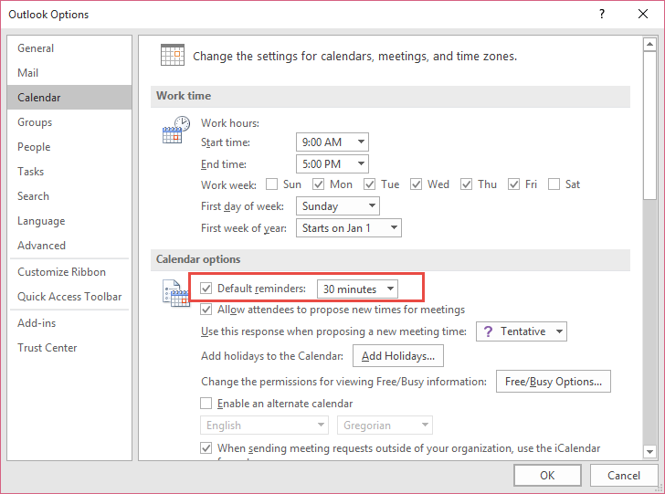 Tip 436 Free Busy And Reminder Defaults Outlook Tips