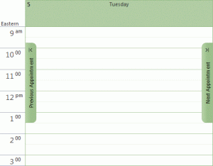 Outlook's previous and next handles on the calendar