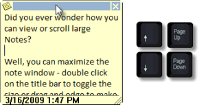 Use the keyboard keys to scroll up and down notes