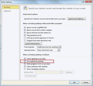 Turn Contextual spelling off