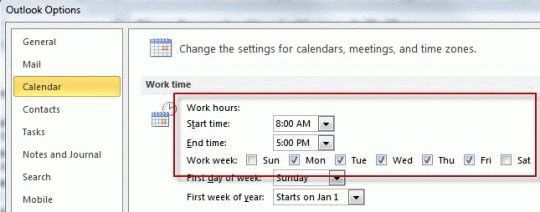 Work week options for flags