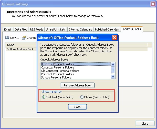 Tip 716 Change Address Book Sort Order Outlook Tips