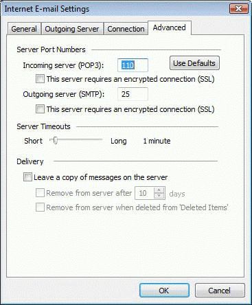Leave mail on server settings