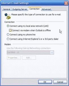 Connection tab in More Settings Connection tab in More Settings