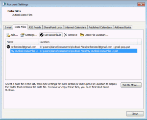 2010-data-files Outlook 2007 and 2010 Account settings dialog