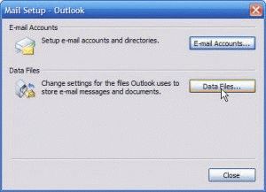 Control panel Mail dialog