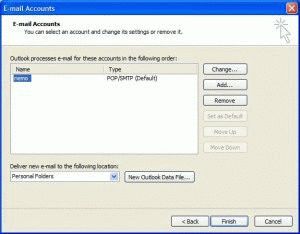 Account Settings dialog in Outlook 2003 and older
