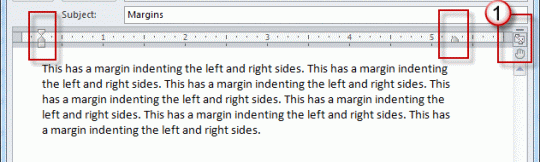 Adjust margins using the ruler, just as you would in Word. 