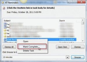 Right click on the task and choose Mark Complete