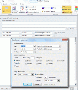 Time zone selector button in Outlook 2007 and 2010