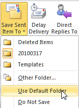 Before sending, select a folder to save the sent item to