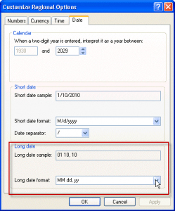 Changing the Long Date Format