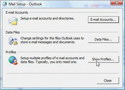 создание нового профиля почтовой почты в Outlook 2007