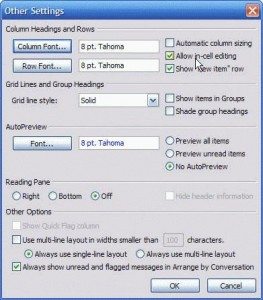Other Setting dialog