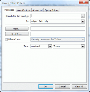 Search folder criteria