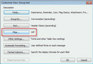 customize-view-filter Customize View dialog