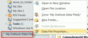 Right click on the pst file and choose Properties
