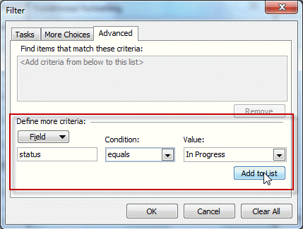 Advanced Filter dialog