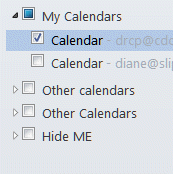 Use Folder Groups to hide extra calendar and contact folders