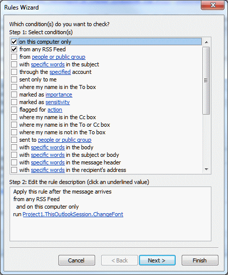 Run a Script rules for RSS feeds