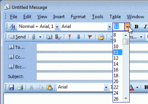 With Word as the editor, you can choose odd-sized fonts