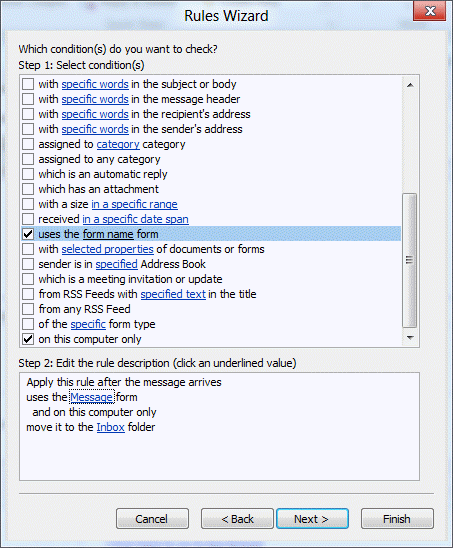 Create a rule to move only messages