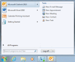 Shortcuts on Outlook 2010's Start menu