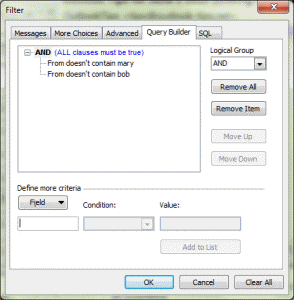 Use Query Builder to create a doesn't contain rule