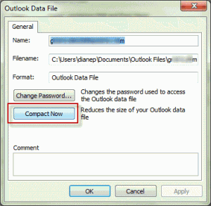 Outlook's Compact Now button