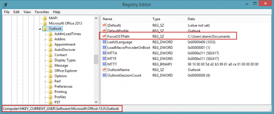 Add the forceostpath value to the registry