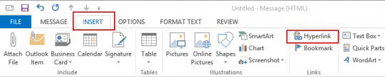 Click the Insert > Hyperlink button