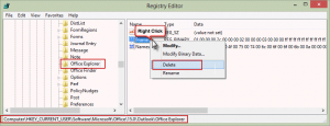 Office Explorer registry key