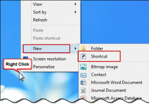 right click on the desktop to create a shortcut