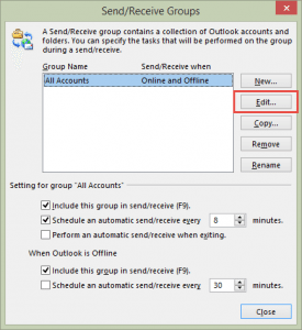 OPen the send and receive dialog then edit