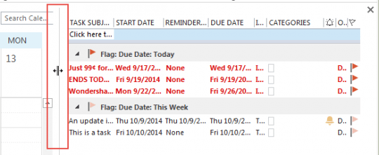 drag the bar to resize