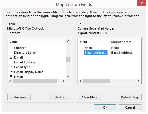 add fields to the right to map
