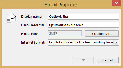 Outlook's email address properties
