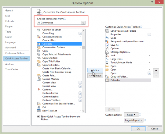 Add module buttons ot QAT