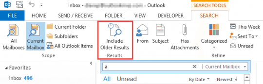 Include Older Results button