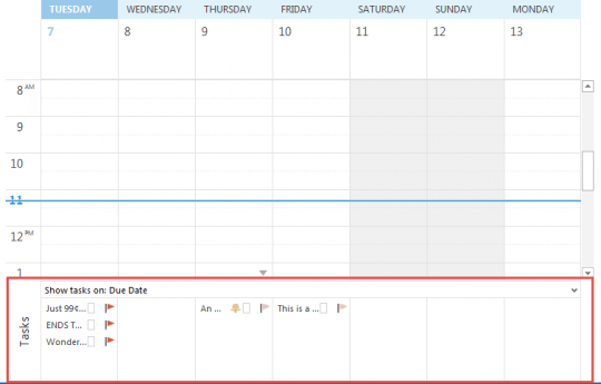 Task list on calendar
