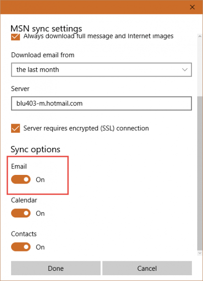 turn email sync off