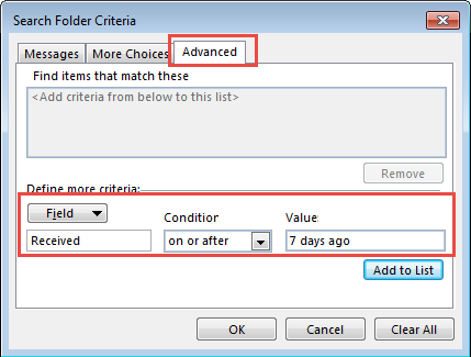 use the advanced tab for more options