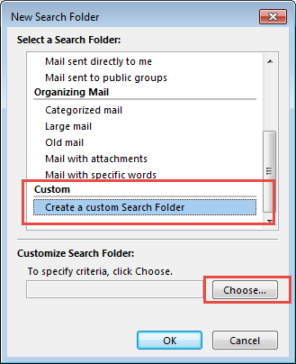 create a custom search folder
