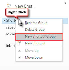New shortcut group