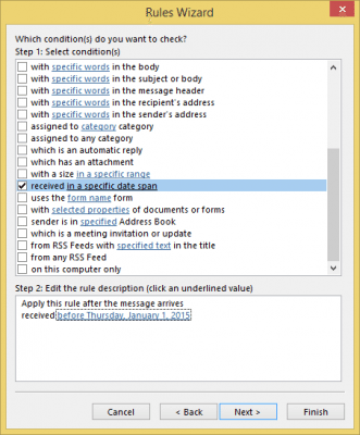 Set the conditions in the rule