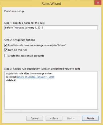 Finialize and save the rule