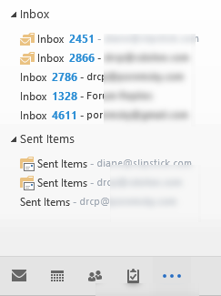 Shortcut pane organized bt folder type